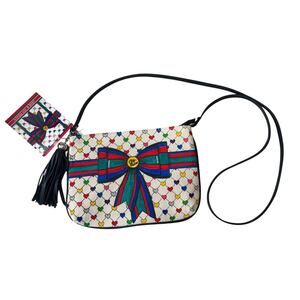 Brighton Love & Joy Pouch Canvas Crossbody Shoulder Bag Purse Tassel Hearts NWT